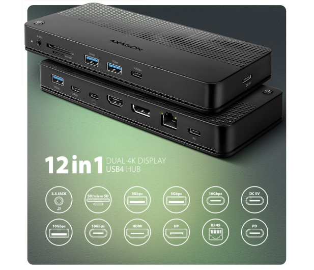 Axagon HMC-U4, USB4 40Gbps dock, 12w1 - 1353440 - zdjęcie 4